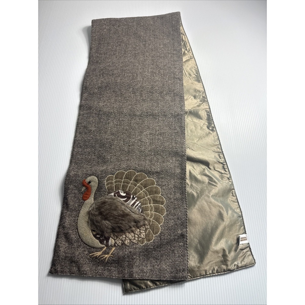 GARDENER'S eden'sTable Runner 70 x 13 Embroidered 3D TURKEYS Thanksgiving
